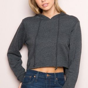 Brandy Melville Dark Heather Grey Cropped hoodie